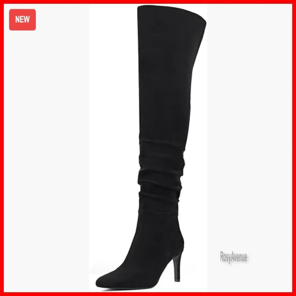 Thigh High Over The Knee Boots Stiletto Heel Pointed Toe Suede